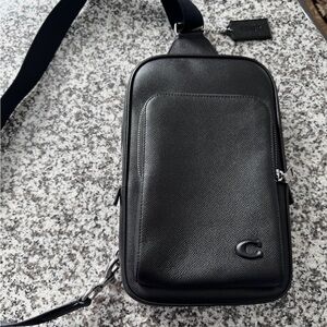 Coach Black Leather Men's Sling Crossbody Bag